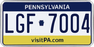 PA license plate LGF7004