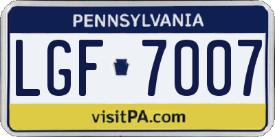 PA license plate LGF7007