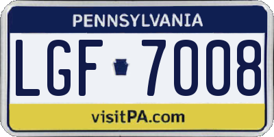 PA license plate LGF7008