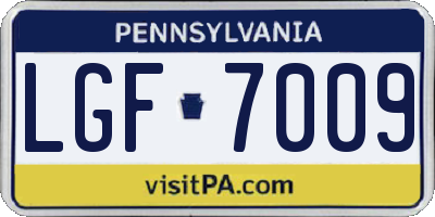 PA license plate LGF7009