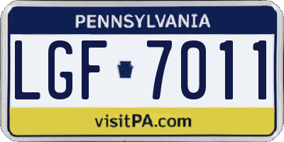 PA license plate LGF7011