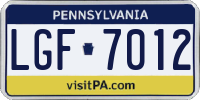 PA license plate LGF7012