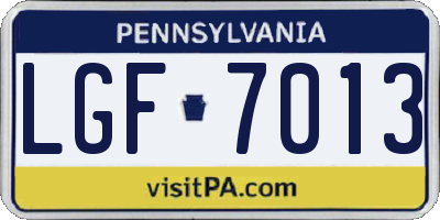 PA license plate LGF7013