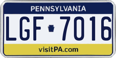 PA license plate LGF7016