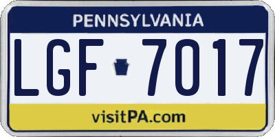 PA license plate LGF7017