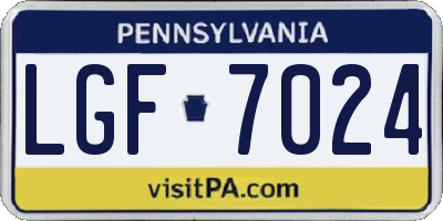 PA license plate LGF7024