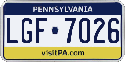 PA license plate LGF7026
