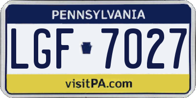 PA license plate LGF7027