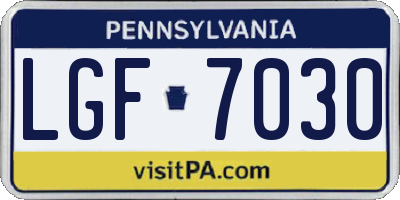PA license plate LGF7030