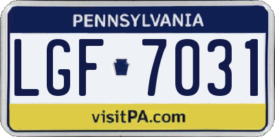 PA license plate LGF7031