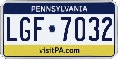 PA license plate LGF7032
