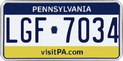 PA license plate LGF7034