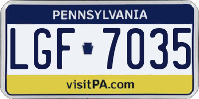 PA license plate LGF7035