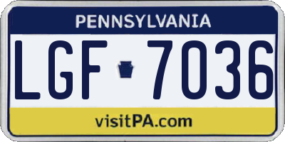 PA license plate LGF7036