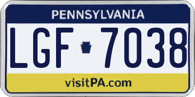 PA license plate LGF7038