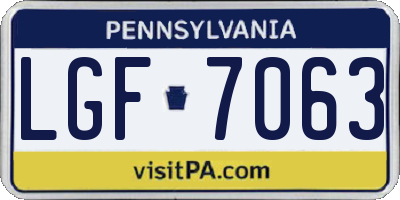 PA license plate LGF7063