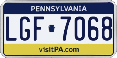 PA license plate LGF7068