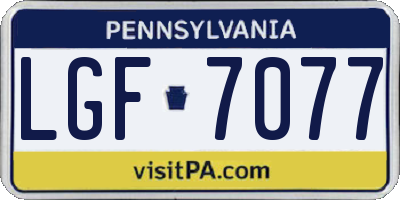 PA license plate LGF7077