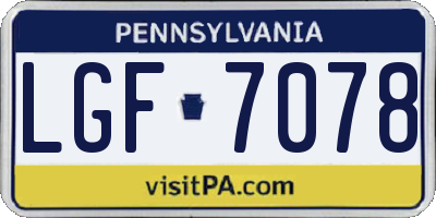 PA license plate LGF7078