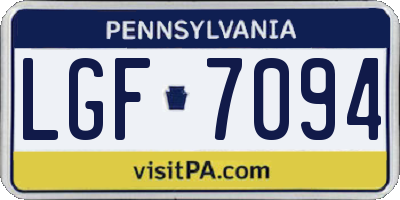 PA license plate LGF7094