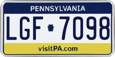 PA license plate LGF7098