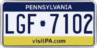 PA license plate LGF7102