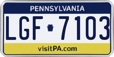 PA license plate LGF7103