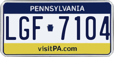 PA license plate LGF7104