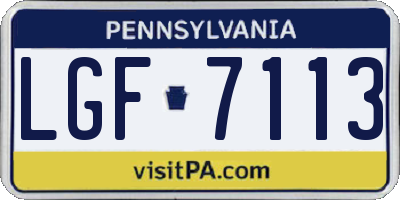 PA license plate LGF7113