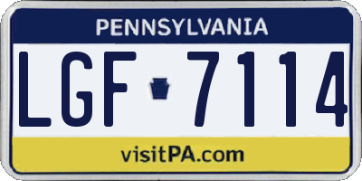 PA license plate LGF7114