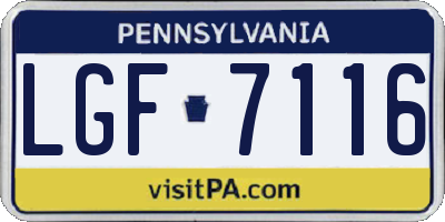 PA license plate LGF7116