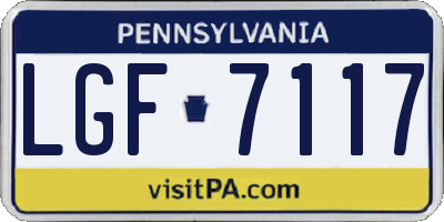 PA license plate LGF7117