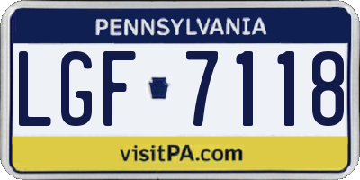 PA license plate LGF7118