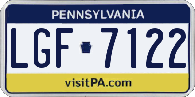 PA license plate LGF7122