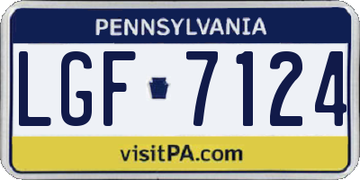 PA license plate LGF7124