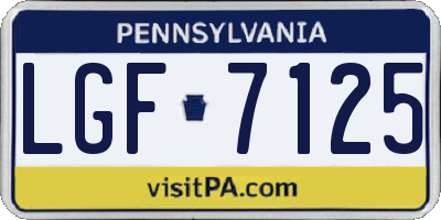 PA license plate LGF7125