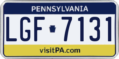 PA license plate LGF7131