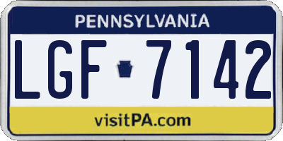 PA license plate LGF7142