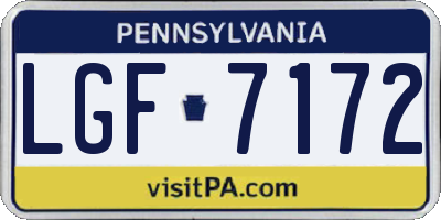 PA license plate LGF7172