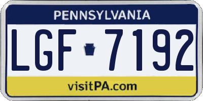 PA license plate LGF7192