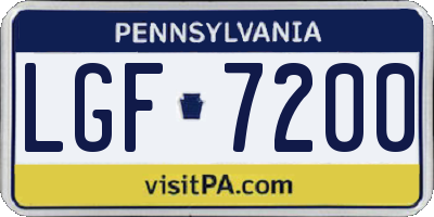 PA license plate LGF7200