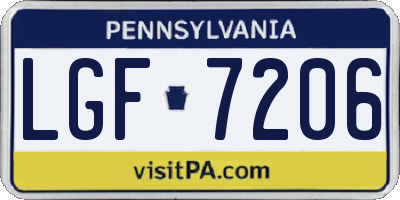 PA license plate LGF7206