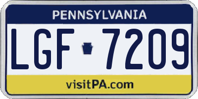 PA license plate LGF7209