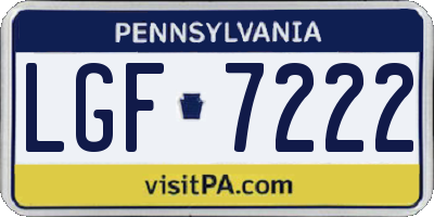 PA license plate LGF7222
