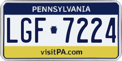 PA license plate LGF7224