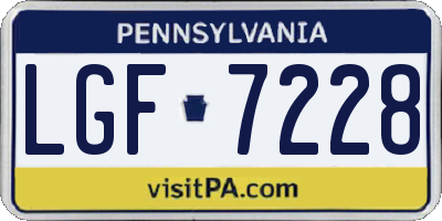 PA license plate LGF7228