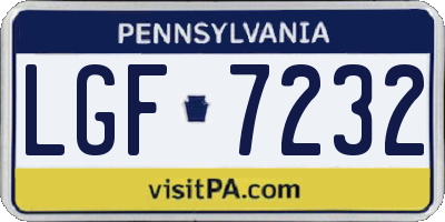 PA license plate LGF7232