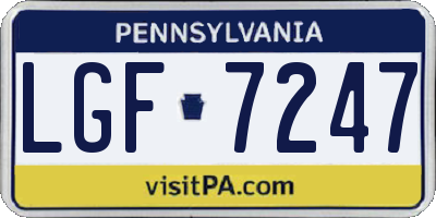 PA license plate LGF7247