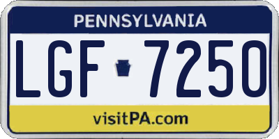 PA license plate LGF7250