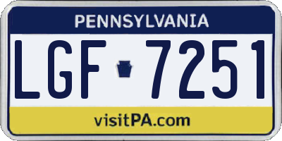PA license plate LGF7251